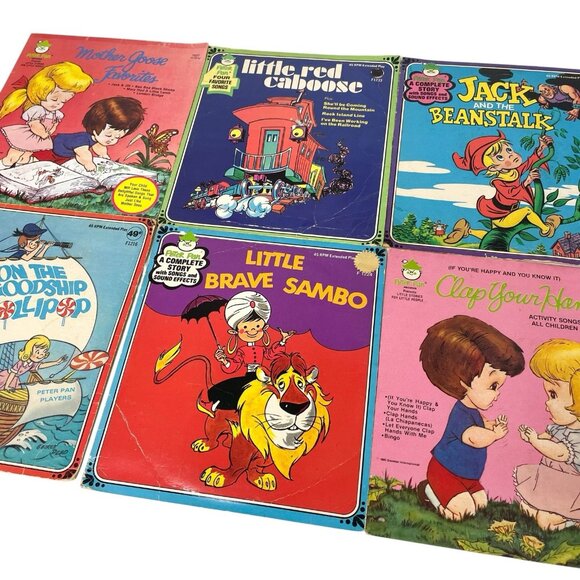 Vintage Lot Of 6 Peter Pan Children's Records Music 45RPM Kids - Picture 2 of 10